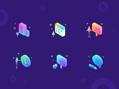 Icon Color 2.5d app blue clean colorful icons illustration red ui