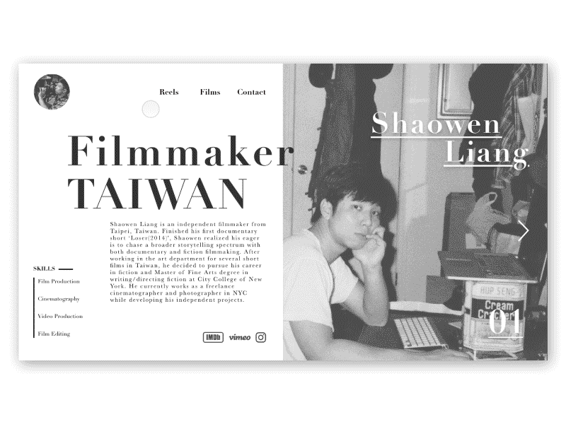 Filmmaker Website 2d animation filmmaker interaction ixd portfolio ui ux web