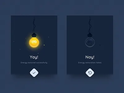 Flash Message (Success/Error) alert bulb card dailyui dark electricity energy light popup retry ui ux