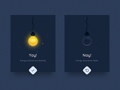 Flash Message (Success/Error) alert bulb card dailyui dark electricity energy light popup retry ui ux