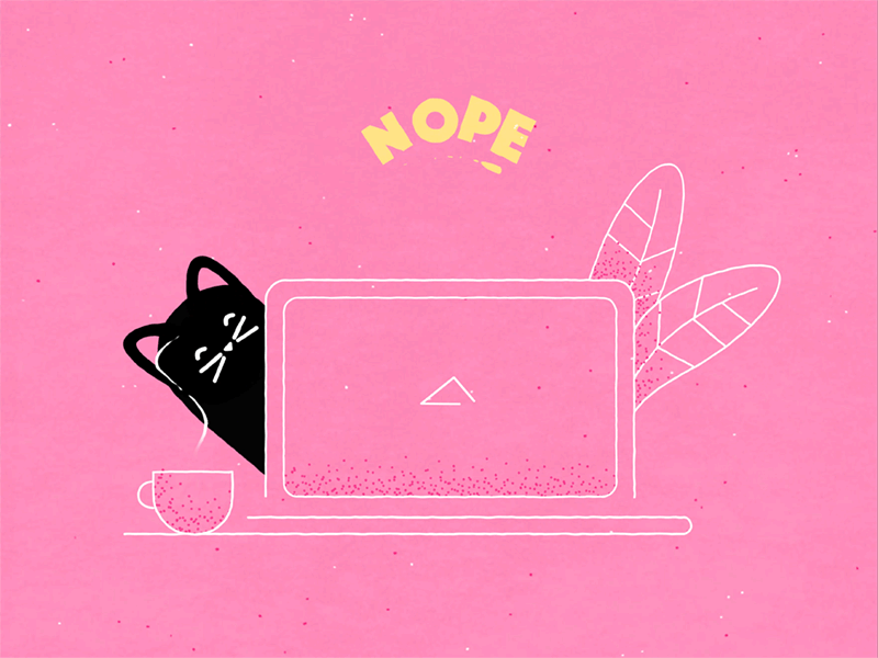 When you project your self-criticism onto your cat 2d 2d animation adobe illustrator after effects animation cat character design cofee desk illustration laptop office plant texture