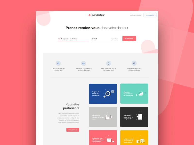 Mon Docteur Rebranding agency animations colors docteur doctor pink rebranding search ui ux