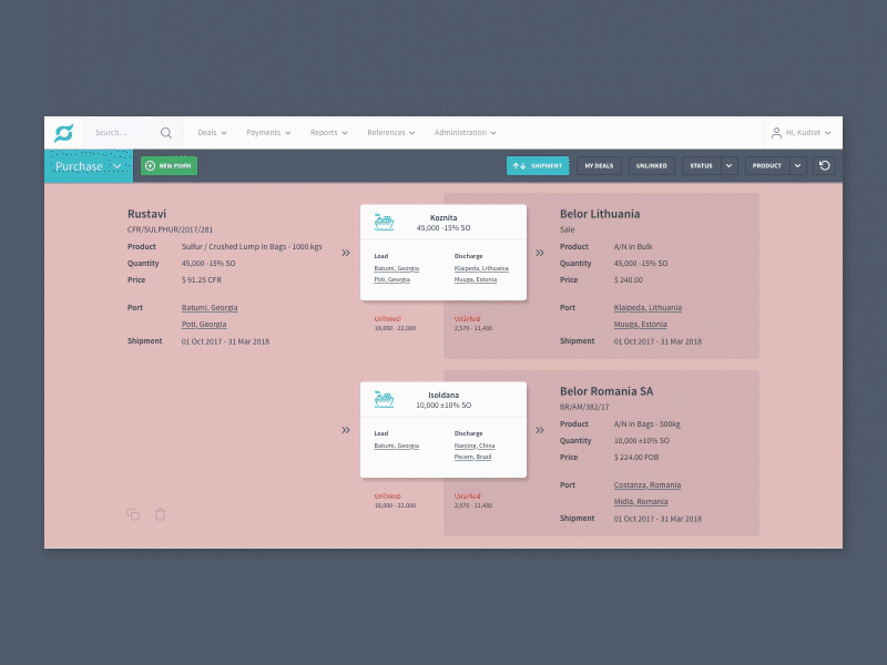 Scrolling browser cargo container dash dashboard grey header platform saas scroll shipping typography