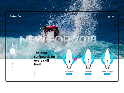 Surfers Co. Header Exploration beach header modern surf surfboard surfing surfshop ui ux waves web design