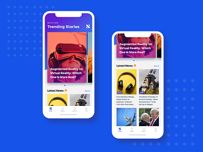 Concept News App app article cards feed home media mobile news screen stories ui ux
