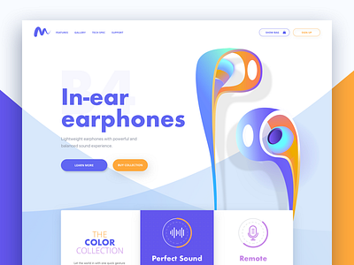 B4Sound afterglow color headphones homepage icons landing ui waves website