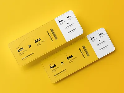 Round Corner Event Ticket Mockup 2x5.5 5.5x2 airline corner design event graphic mockup presentation round ticket yellow