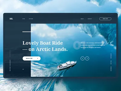 #8 Shots for Practice blue boat clean homepage minimalism ocean sea slider ui ux welcome screen