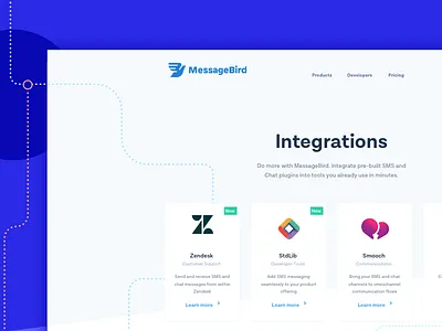 Integrations Page bird communications integrations message messagebird smooch sms zendesk