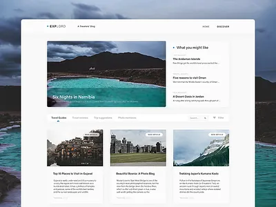 Explord – FREE UI Kit for Adobe XD adobe xd blog free free design social media template ui design ui kit ux design
