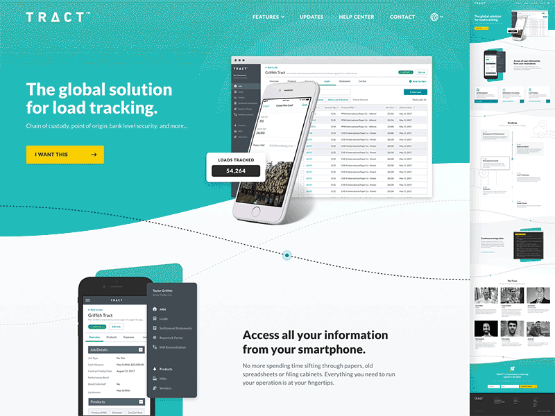 New TRACT Website enterprise gradient iphone landing page sales page sass ui web design website