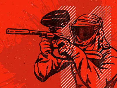 Paintball Illustration 11 illustration negative space paint paintball positive space power pallette red