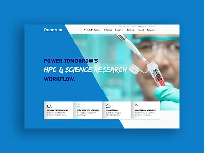 Homepage Concept for Quantum clean data design diagonal home hpc minimal page quantum storage web