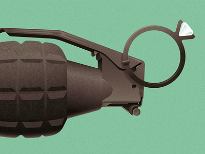 Ring Toss attack ben stafford diamond editorial illustration grenade marriage pin pineapple ring war wedding