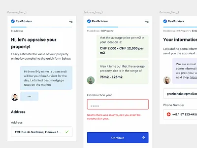 Real Advisor - Property Estimate Form app design field form input mobile property real estate responsive ui ux web