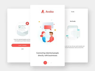 Avoko app app illustrations red ui ux