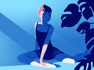 Stretching art ballerina ballet child dance dancer girl illustration light plants shadow stretching