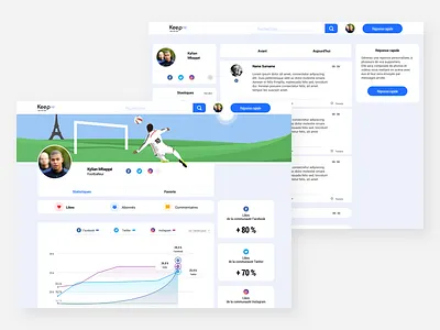 Keep Up - Profil page and News artistique direction illustration sport ui ux website