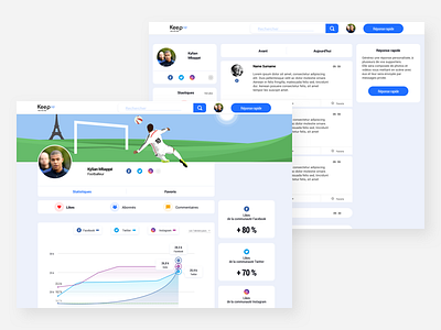 Keep Up - Profil page and News artistique direction illustration sport ui ux website