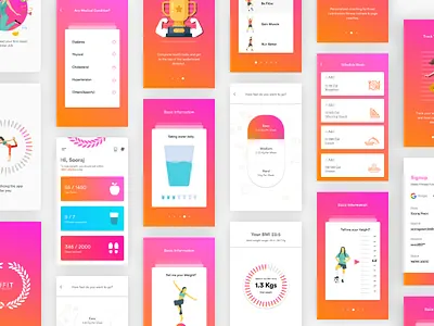 Health Fitness App Ui Ux app card fit fitness food gradient gym ui ux