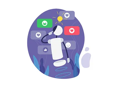 Emotion AI ai algorithm big data choice emotion flat illustration interface miquido robot