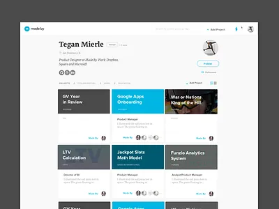 MadeBy Profile Page profile page ui website
