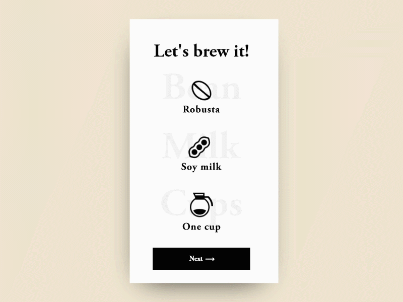 Daily UI 007 - Settings app arabica beans coffee coffee maker cup daily 007 milk robusta settings ui ux