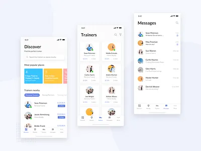 Personal Trainers app chat dashboard ios iphonex messages mobile sport trainer ui user ux