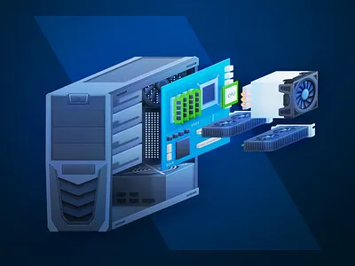 The old hardware cooler cpu gpu hardware illustration isometric isometry old pc tower