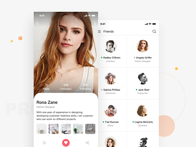Profile app brand character design interface ui ux web