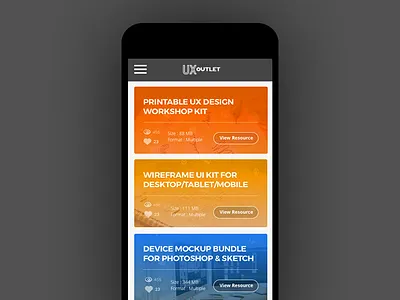 Upcoming Mobile Version of Marketplace for UX Outlet design gradient marketplace mobile resources sketch tiles workshop