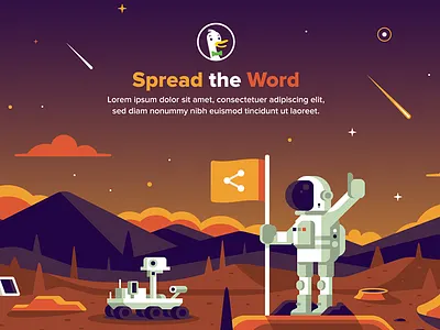 DuckDuckGo: Spread the Word astronaut duckduckgo flag mars meteor rover search ship space star
