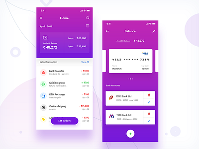 Expense Manager app (iphonex) account balance budget card colors expense manager finance gradient iphonex money ui