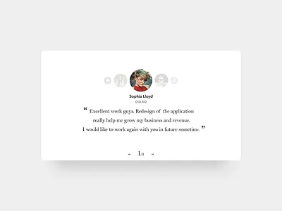 Testimonials - Daily UI challenge 039 challenge dailyui debut google minimal popular sans sherif testimonials trending ui ux