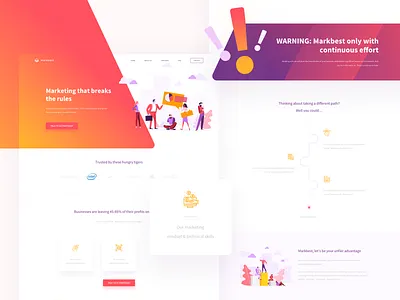 Landing page for marketing company clean color design gradient illustration landing page ui ux web