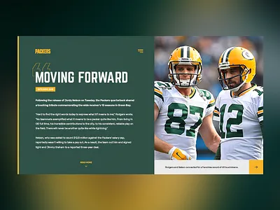 Green Bay Packers - Website Blog Concept american football blog gold green green bay packers layout nfl packers website wisconsin