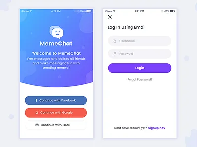 Chatting App-Login app chat forgot password invite ios login logo minimal signup singin