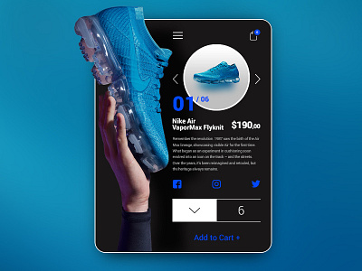 Nike Air Vapor Max Flyknit Orbit - ui/ux product card concept cart checkout e commerce fashion mobile product shoe shop store ui ux web