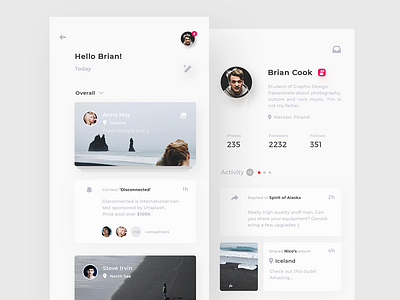 Feed & Profile app ios minimalistic mobile photography simple ui ux