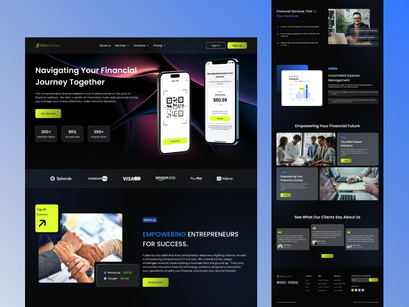 Fintech Website Landing Page bankingapp cryptoexchange cryptowebsite darkmodeui financetech financialdashboard fintechapp fintechdesign glassmorphism investmentplatform landingpagedesign minimaldesign modernui moneymanagementapp paymentgateway saaswebsite uidesign uxdesign