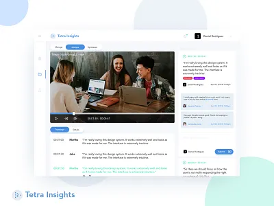 Video Annotation Software UI for Tetra Insights dashboard player review tag transcript ui video videoplayer