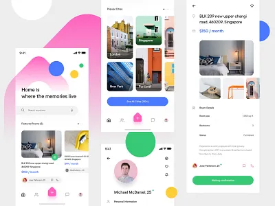 Mobile Listing & Booking App app booking dashboard home interface listing mobile rent room ui ux