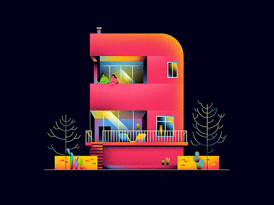THREE 3 36daystype hiwow home house illustration