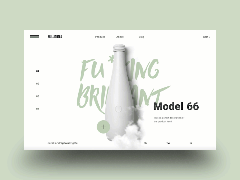 Brilliantea© — Interaction Prototype animation ecommerce landing minimal motion principle product prototype timeline typography ui ux