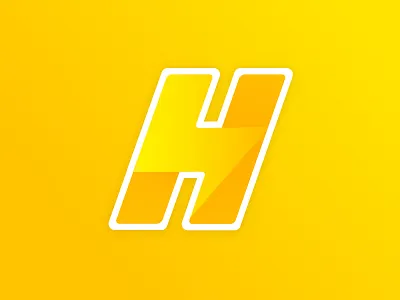 Healthy Hudl Logo bolt gradient h health letter lightening logo mark yellow