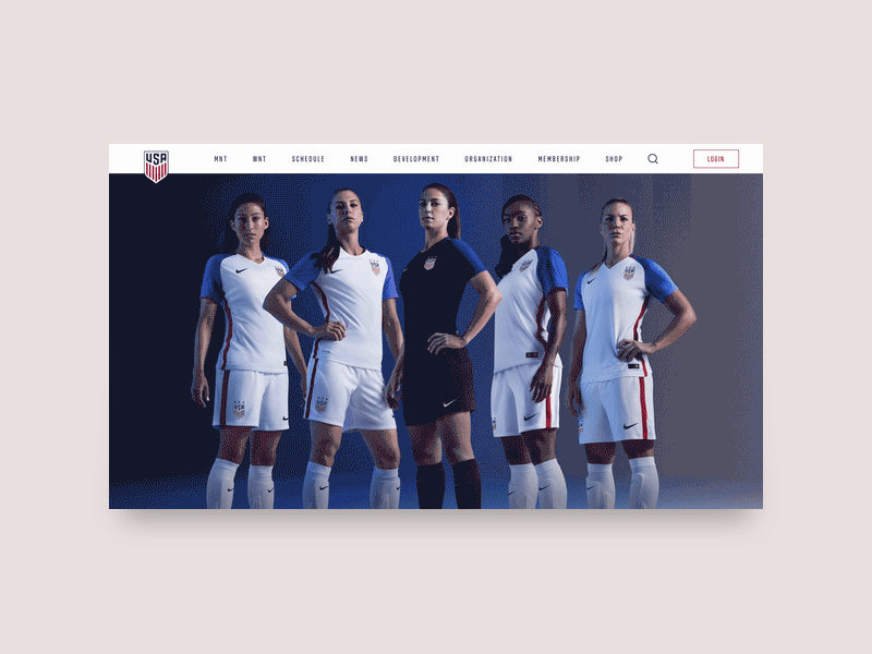 US Soccer Website - Header Concept - 1 animated animation art direction design header interactive prototype soccer usa web design website