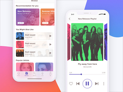 Music Mobile App app galery gradient iphone itunes mobile music play playlist singer song spotify