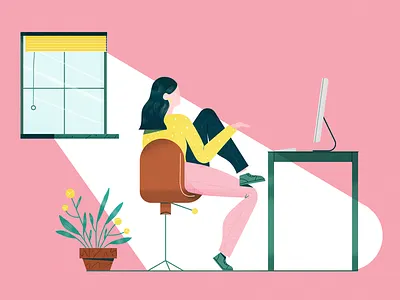 Desk astropad brush character female illustration illustrator scene texture vector