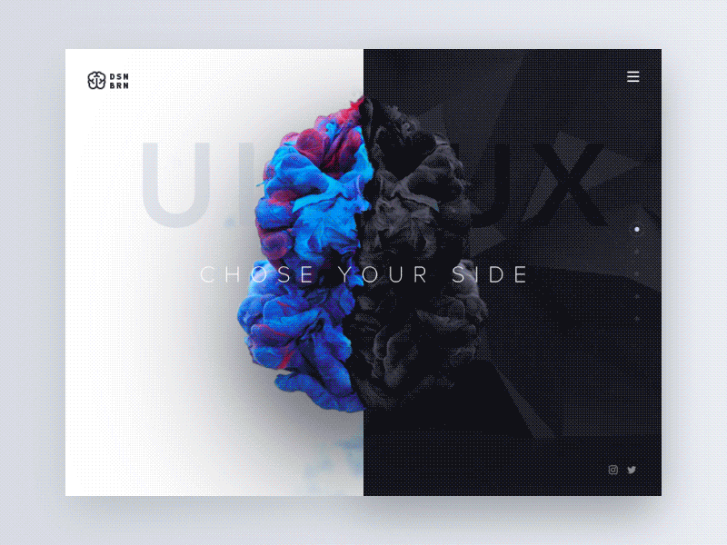 Designer’s Mind animation brain fire hero landing mind smoke ui ux wix playoff