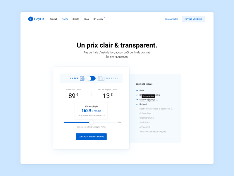 Example of PayFit: Pricing 💵